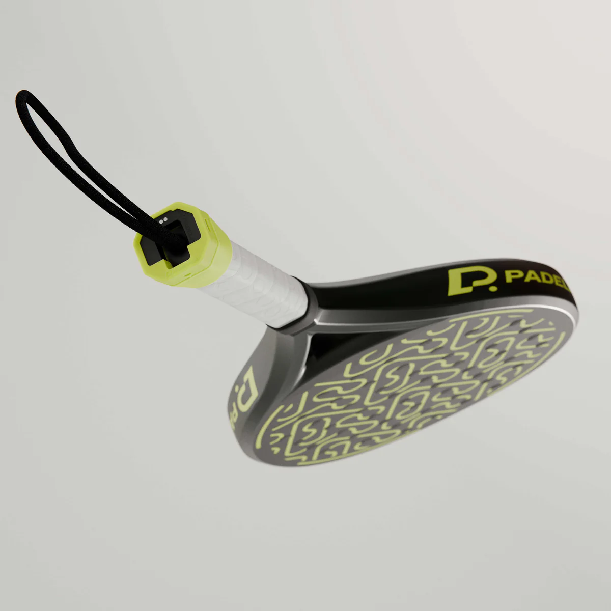 Sensor PadelPlay montado en una pala de pádel
